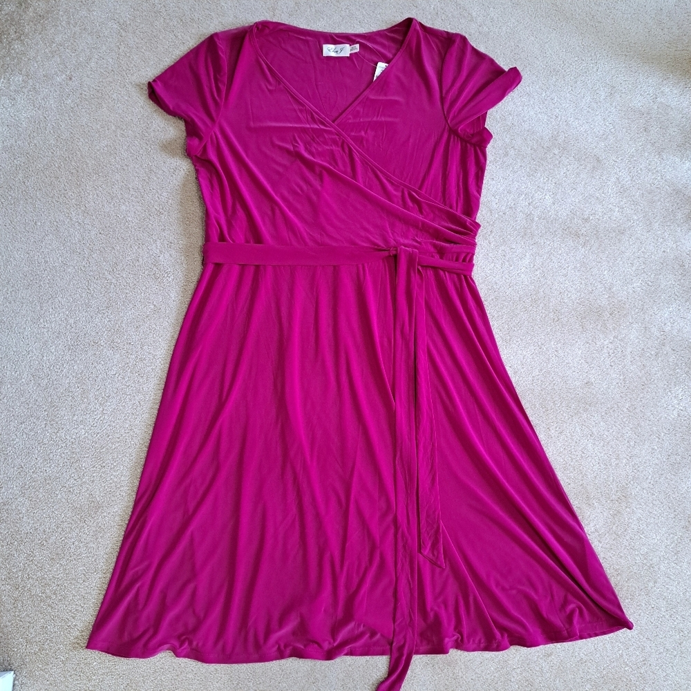 Eliza J Magenta Wrap Midi Dress
